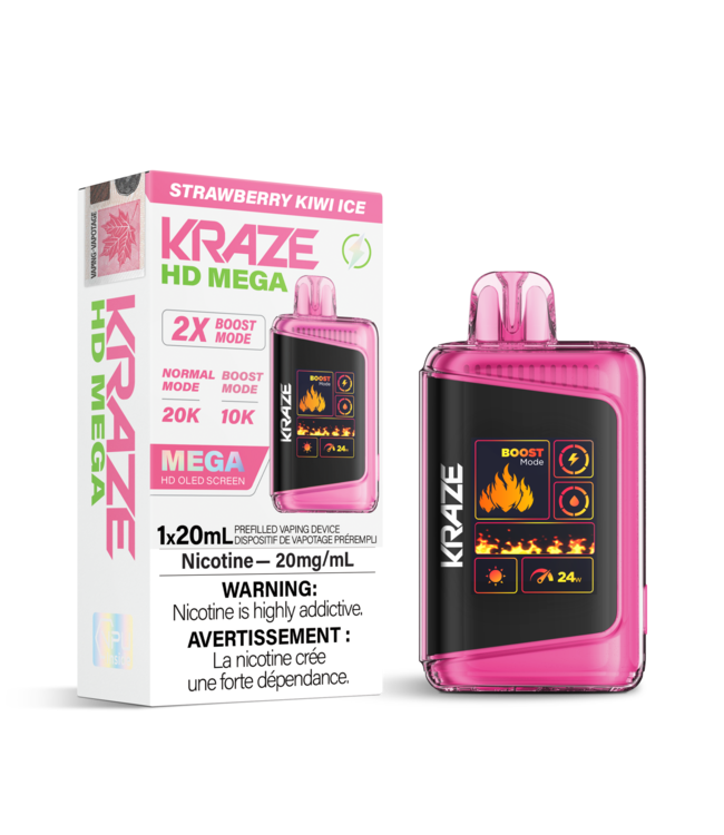 KRAZE HD MEGA 20K Disposable 20ml Strawberry Kiwi Ice (ONTARIO)