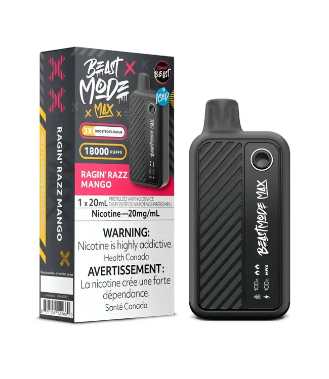 FLAVOUR BEAST MODE MAX 18K Disposable 20ml Ragin Razz Mango Iced (ONTARIO)