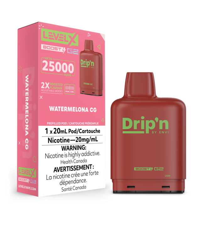 LEVEL X BOOST - DRIP'N 20ml Pod Watermelona CG (ONTARIO)