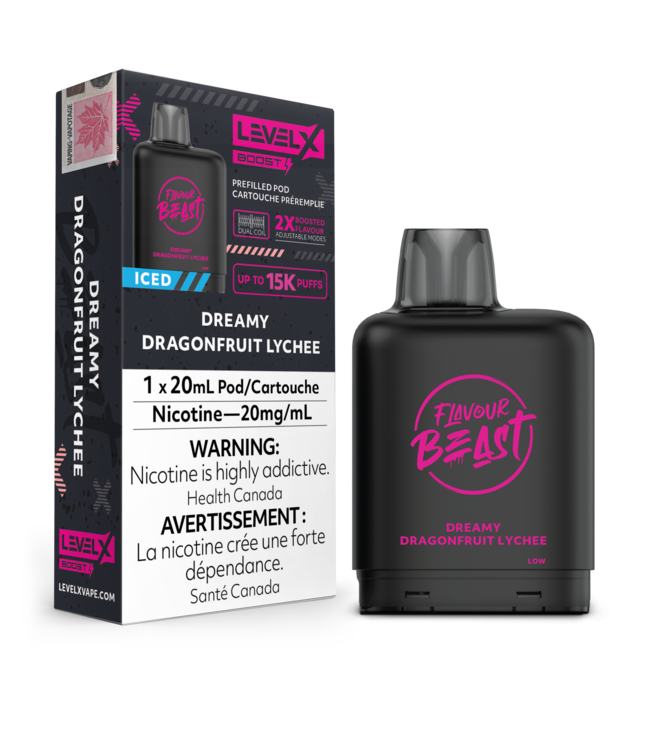 LEVEL X BOOST - FLAVOUR BEAST 20ml Pod Dreamy Dragonfruit Lychee Iced (ONTARIO)