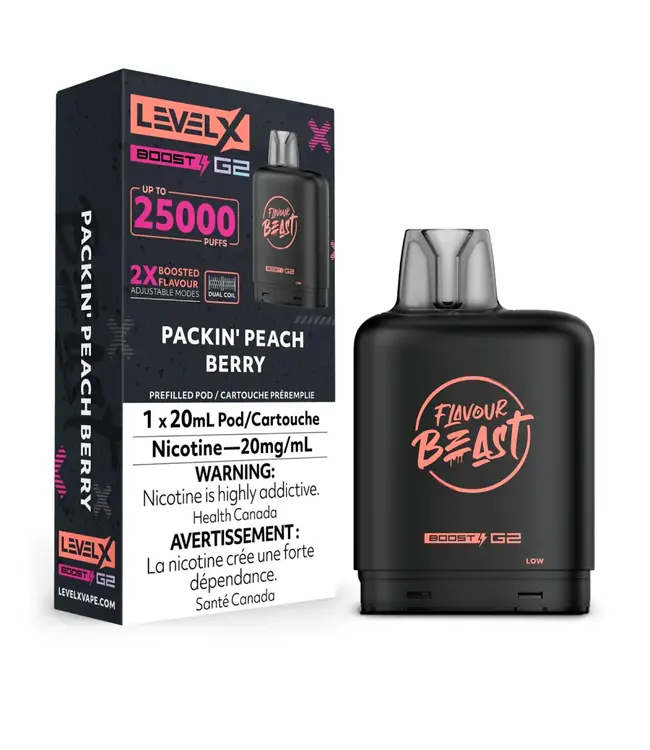 LEVEL X BOOST - FLAVOUR BEAST 20ml Pod Packin' Peach Berry (ONTARIO)