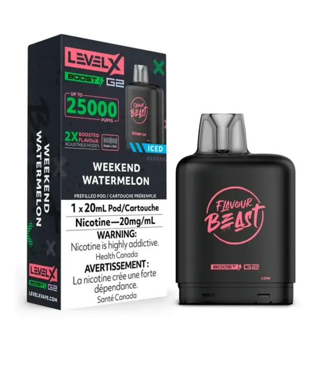 LEVEL X BOOST - FLAVOUR BEAST 20ml Pod Weekend Watermelon Iced (ONTARIO)