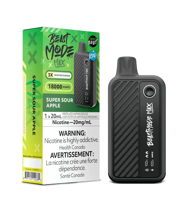 FLAVOUR BEAST MODE MAX 18K Disposable 20ml Super Sour Apple Iced (ONTARIO)