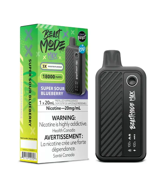 FLAVOUR BEAST MODE MAX 18K Disposable 20ml Super Sour Blueberry Iced (ONTARIO)