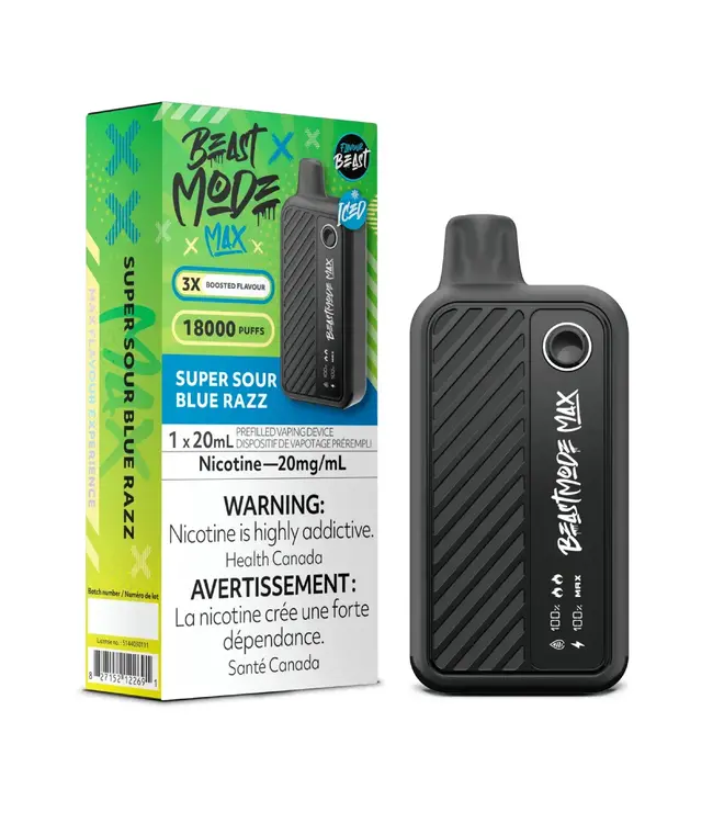 FLAVOUR BEAST MODE MAX 18K Disposable 20ml Super Sour Blue Razz Iced (ONTARIO)