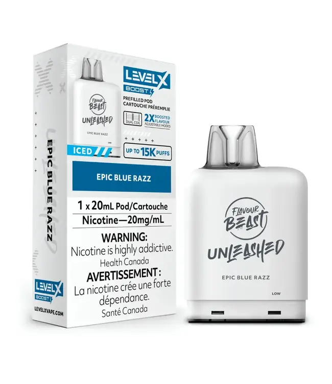 LEVEL X - FLAVOUR BEAST UNLEASHED BOOST 20ml Pod Epic Blue Razz Iced (ONTARIO)