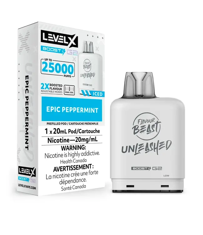 LEVEL X - FLAVOUR BEAST UNLEASHED BOOST 20ml Pod Epic Peppermint Iced (ONTARIO)