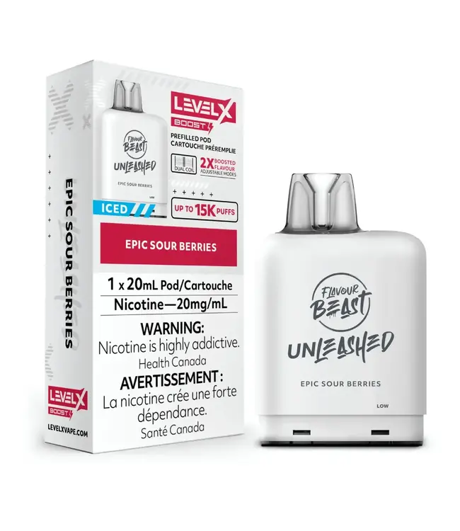 LEVEL X - FLAVOUR BEAST UNLEASHED BOOST 20ml Pod Epic Sour Berries Iced (ONTARIO)