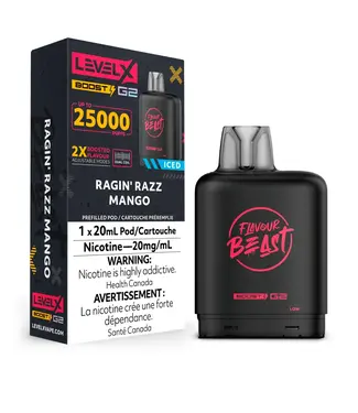 LEVEL X BOOST - FLAVOUR BEAST Ragin' Razz Mango Iced (ONTARIO)