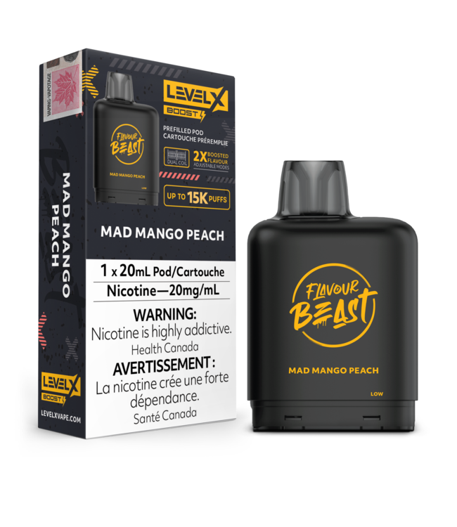 LEVEL X BOOST - FLAVOUR BEAST BOOST 20ml Pod Mad Mango Peach (ONTARIO)