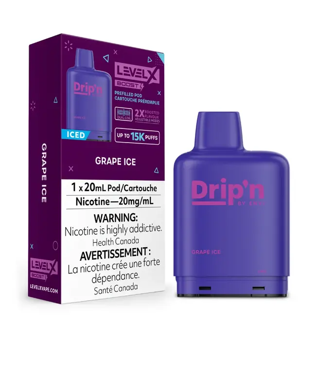LEVEL X BOOST - DRIP'N BOOST 20ml Pod (1pk) Grape Ice (ONTARIO)