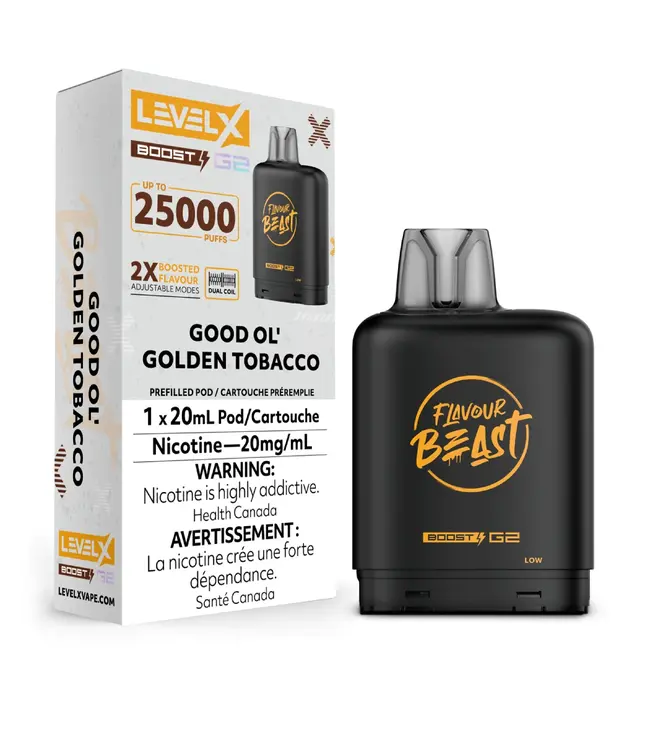 LEVEL X BOOST - FLAVOUR BEAST BOOST 20ml Pod Good Ol' Canadian Tobacco (ONTARIO)