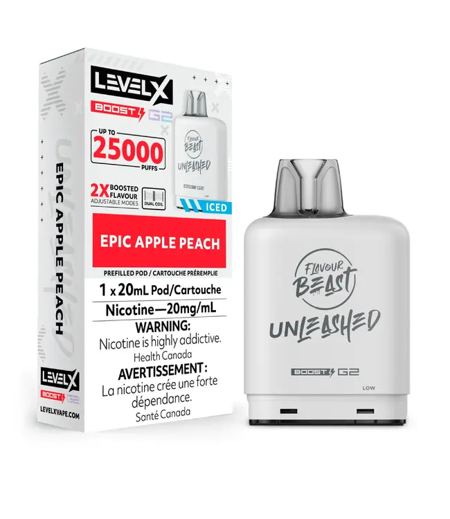 LEVEL X - FLAVOUR BEAST UNLEASHED BOOST 20ml Pod Epic Apple Peach Iced (ONTARIO)