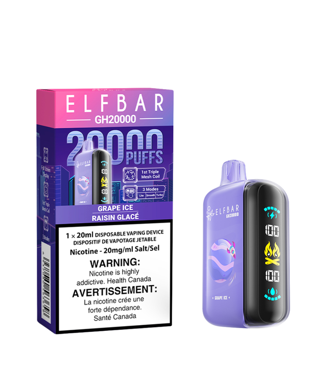 ELF BAR 20K Disposable 20ml Grape Ice (ONTARIO)