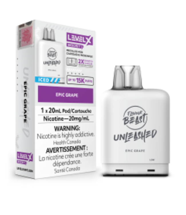 LEVEL X - FLAVOUR BEAST UNLEASHED BOOST 20ml Pod Epic Grape Iced (ONTARIO)