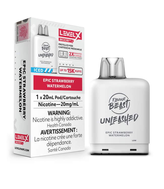 LEVEL X - FLAVOUR BEAST UNLEASHED BOOST 20ml Pod Epic Strawberry Watermelon Iced (ONTARIO)