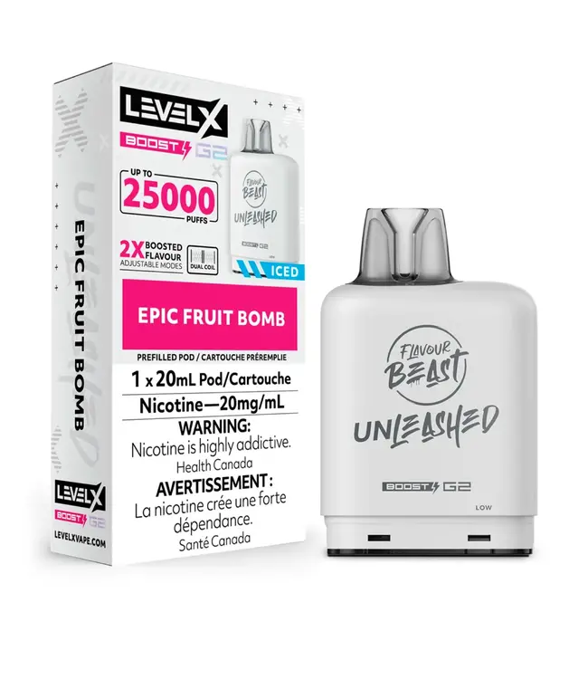 LEVEL X - FLAVOUR BEAST UNLEASHED BOOST 20ml Pod Epic Fruit Bomb Iced (ONTARIO)