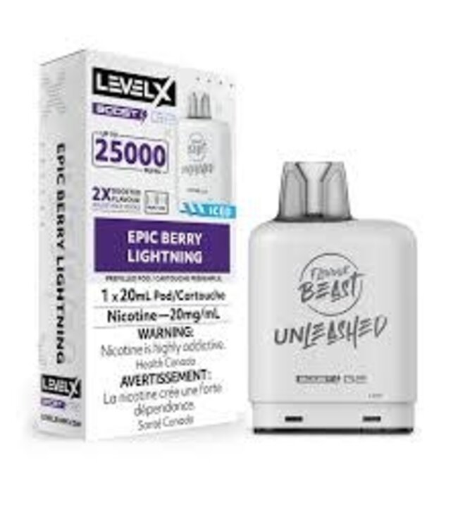LEVEL X - FLAVOUR BEAST UNLEASHED 20ml Pod Epic Berry Lightning Iced (ONTARIO)