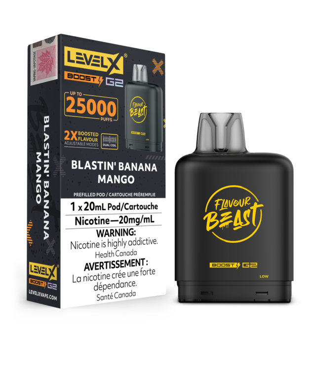 LEVEL X BOOST - FLAVOUR BEAST BOOST 20ml Pod Blastin' Banana Mango (ONTARIO)