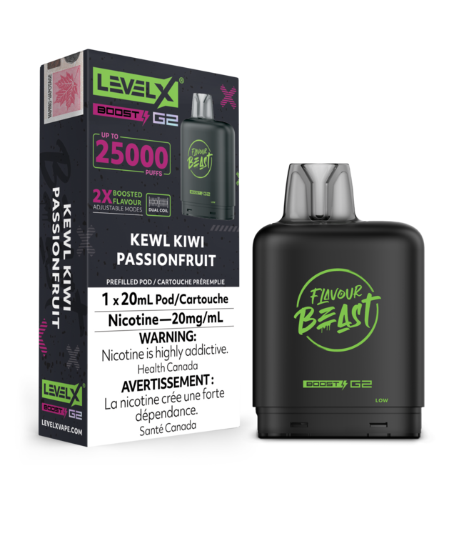 LEVEL X BOOST - FLAVOUR BEAST BOOST 20ml Pod Kewl Kiwi Passionfruit (ONTARIO)