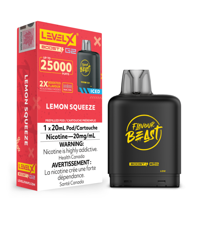 LEVEL X BOOST - FLAVOUR BEAST BOOST 20ml Pod Lemon Squeeze Iced (ONTARIO)