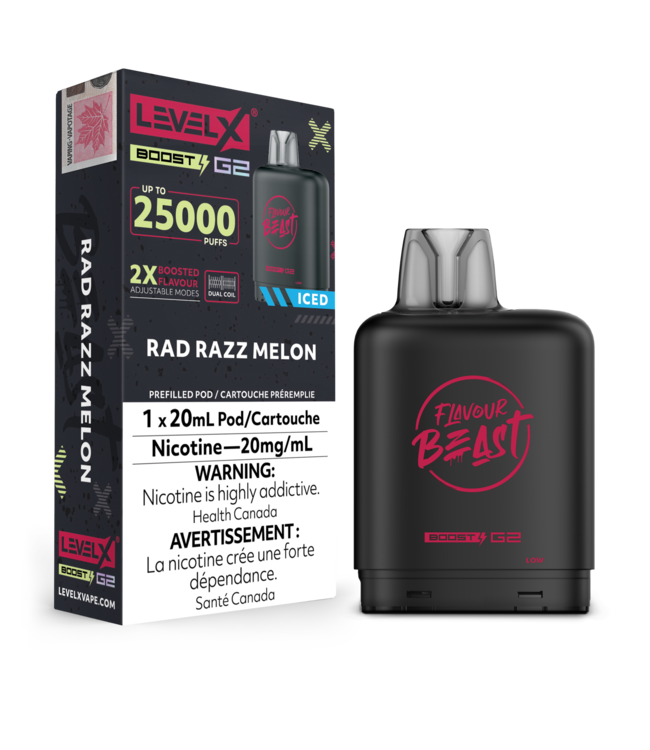 LEVEL X BOOST - FLAVOUR BEAST BOOST 20ml Pod Rad Razz Melon Iced (ONTARIO)