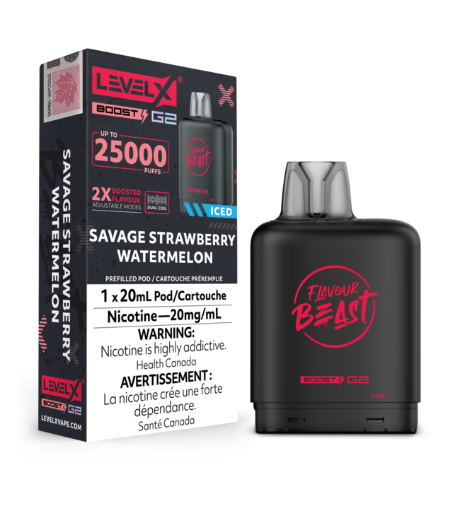 LEVEL X BOOST - FLAVOUR BEAST BOOST 20ml Pod Savage Strawberry Watermelon Iced (ONTARIO)