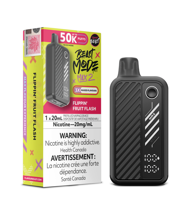 FLAVOUR BEAST MODE MAX 2 - 50K Puff Disposable 20ml Flippin' Fruit Flash (ONTARIO)