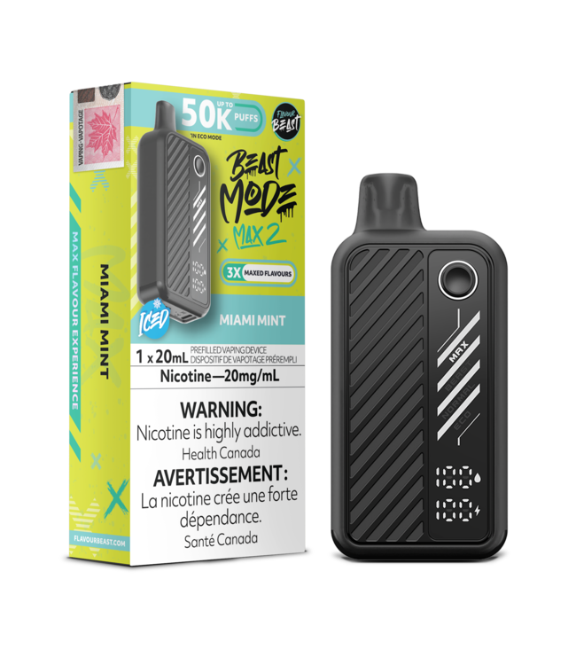 FLAVOUR BEAST MODE MAX 2 - 50K Puff Disposable 20ml Miami Mint (ONTARIO)