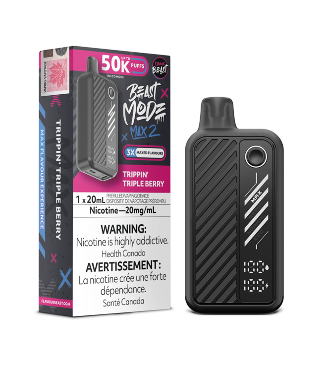 FLAVOUR BEAST MODE MAX 2 - 50K Puff Disposable 20ml Trippin' Triple Berry (ONTARIO)