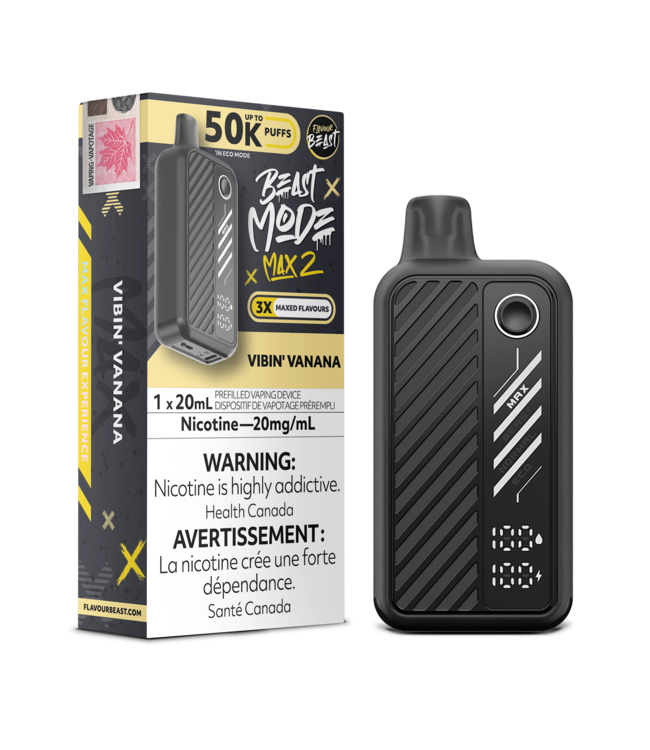 FLAVOUR BEAST MODE MAX 2 - 50K Puff Disposable 20ml Vibin' Vanana (ONTARIO)