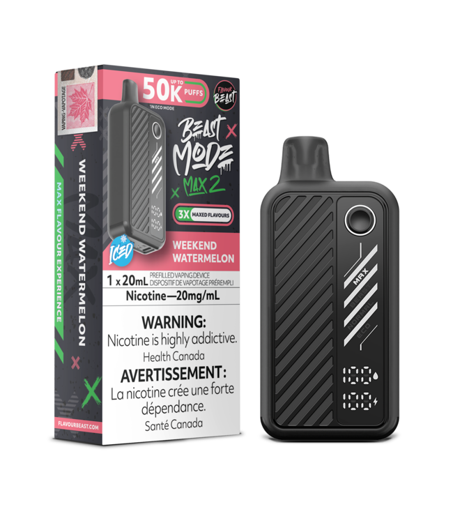 FLAVOUR BEAST MODE MAX 2 - 50K Puff Disposable 20ml Weekend Watermelon Iced (ONTARIO)