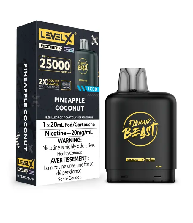 LEVEL X BOOST - FLAVOUR BEAST 20ml Pod Pineapple Coconut Iced (ONTARIO)