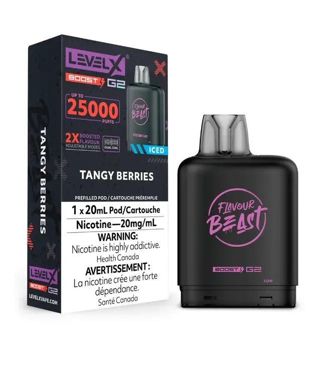 LEVEL X BOOST - FLAVOUR BEAST 20ml Pod Tangy Berries Iced (ONTARIO)