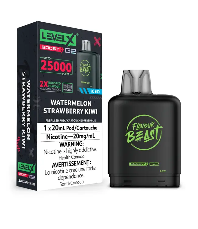 LEVEL X BOOST - FLAVOUR BEAST 20ml Pod Watermelon Strawberry Kiwi Iced (ONTARIO)