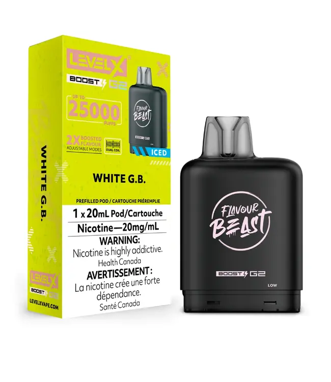 LEVEL X BOOST - FLAVOUR BEAST 20ml Pod White GB Iced (ONTARIO)