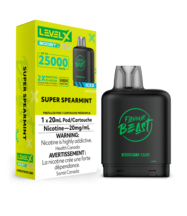 LEVEL X BOOST - FLAVOUR BEAST 20ml Pod Super Spearmint(ONTARIO)
