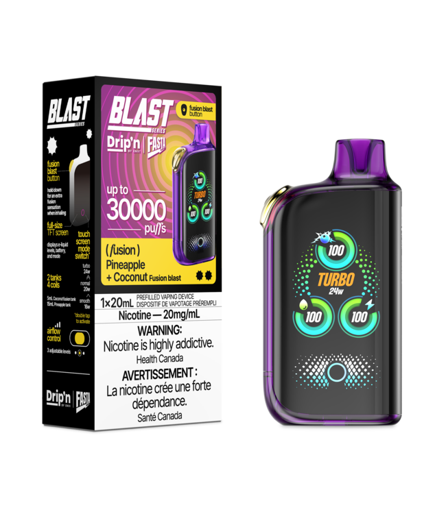 DRIP'N FASTA BLAST 30K Disposable 20ml Pineapple + Coconut (ONTARIO)