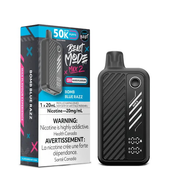 FLAVOUR BEAST MODE MAX 2 - 50K Puff Disposable 20ml Bomb Blue Razz (ONTARIO)