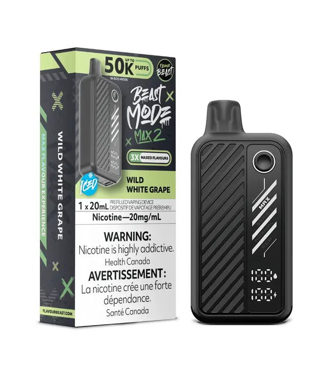 FLAVOUR BEAST MODE MAX 2 - 50K Puff Disposable 20ml Wild White Grape Iced (ONTARIO)