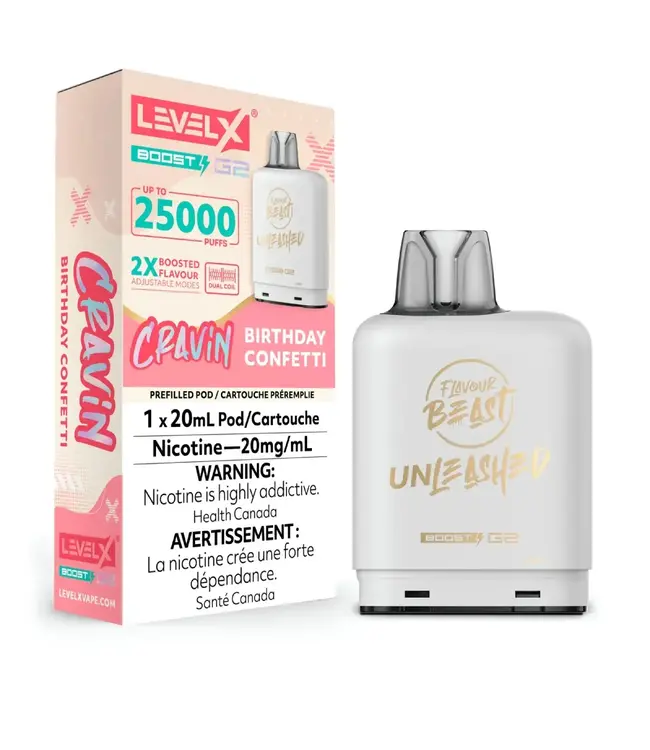 LEVEL X - FLAVOUR BEAST UNLEASHED 20ml Pod Cravin' Birthday Confetti (ONTARIO)