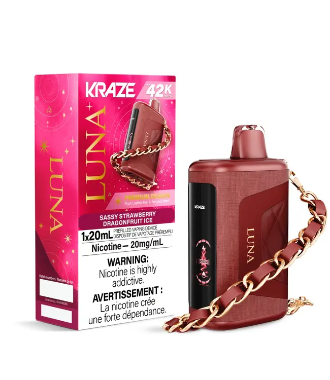 KRAZE LUNA 42K Puff Disposable (single) - Sassy Strawberry Dragonfruit Ice (ONTARIO)