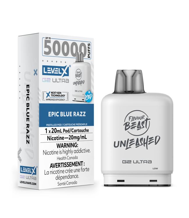 LEVEL X ULTRA - FLAVOUR BEAST UNLEASHED 20ml Pod Epic Blue Razz Iced (ONTARIO)