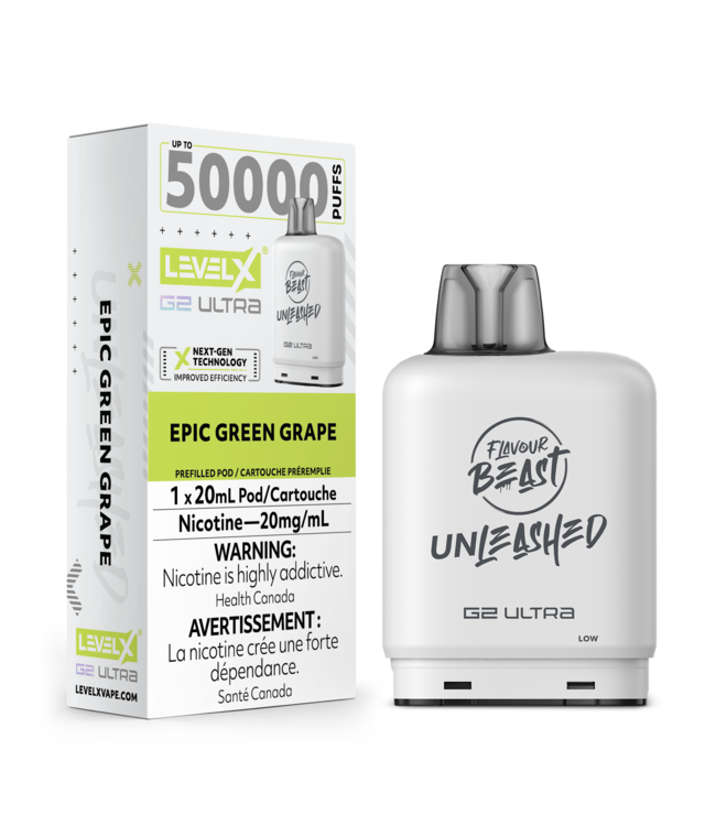 LEVEL X ULTRA - FLAVOUR BEAST UNLEASHED  Pod Epic Green Grape Iced (ONTARIO)