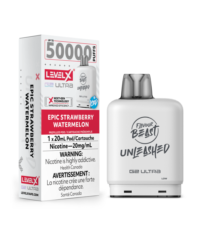 LEVEL X ULTRA - FLAVOUR BEAST UNLEASHED  Pod Epic Strawberry Watermelon Iced (ONTARIO)