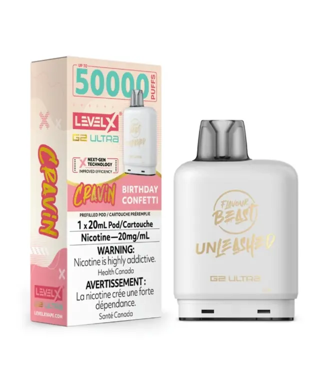 LEVEL X ULTRA - FLAVOUR BEAST UNLEASHED 20ml Pod Cravin' Birthday Confetti (ONTARIO)