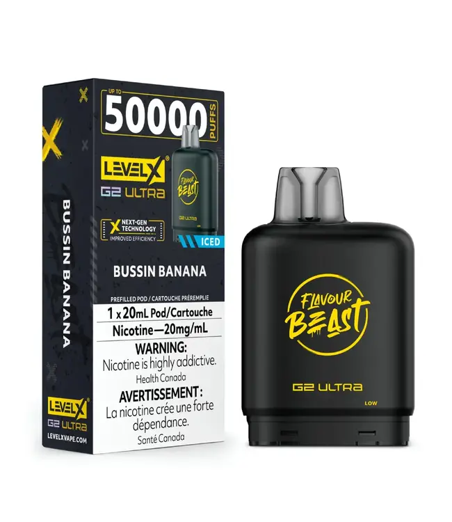 LEVEL X ULTRA - FLAVOUR BEAST 20ml Pod Bussin' Banana Iced (ONTARIO)
