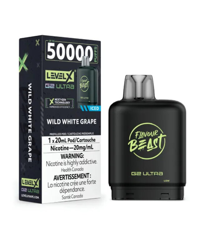 LEVEL X ULTRA - FLAVOUR BEAST 20ml Pod Wild White Grape Iced (ONTARIO)