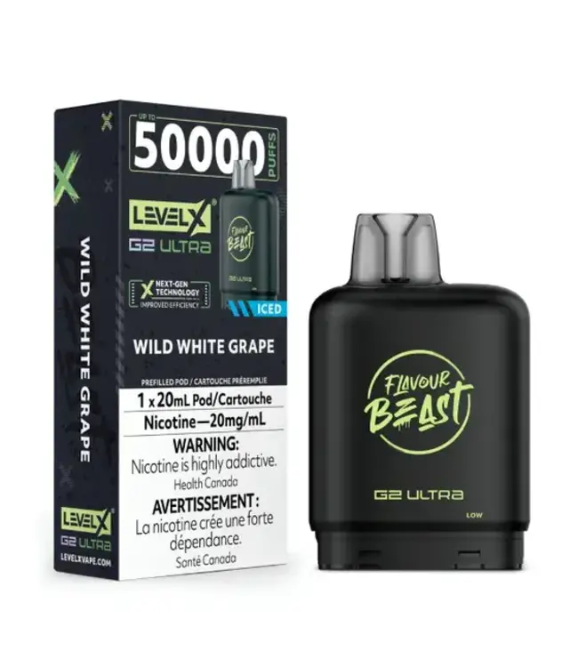 LEVEL X ULTRA - FLAVOUR BEAST 20ml Pod Wild White Grape Iced (ONTARIO)