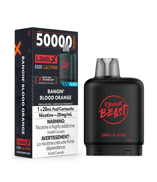 LEVEL X ULTRA - FLAVOUR BEAST 20ml Pod Bangin Blood Orange Iced (ONTARIO)